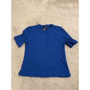 Sweaty Betty Women’s Ribbed Crop Short Sleeve Tshirt- US 8 Medium Blue Stretchy